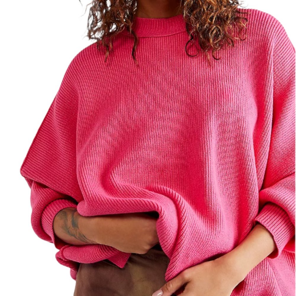 Free People Easy Street Tunic Pink NWOT Large Sweater